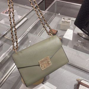 MK Rose MD Logo PVC Shoulder Bag Army Green